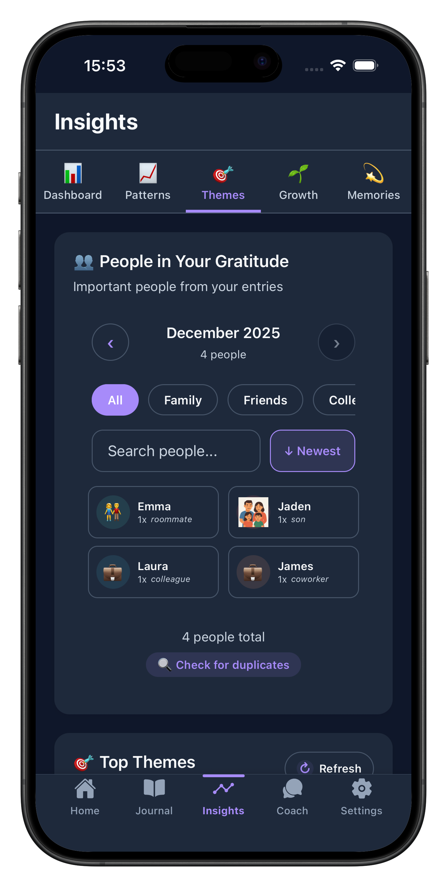 Dark mode Moments + Insights